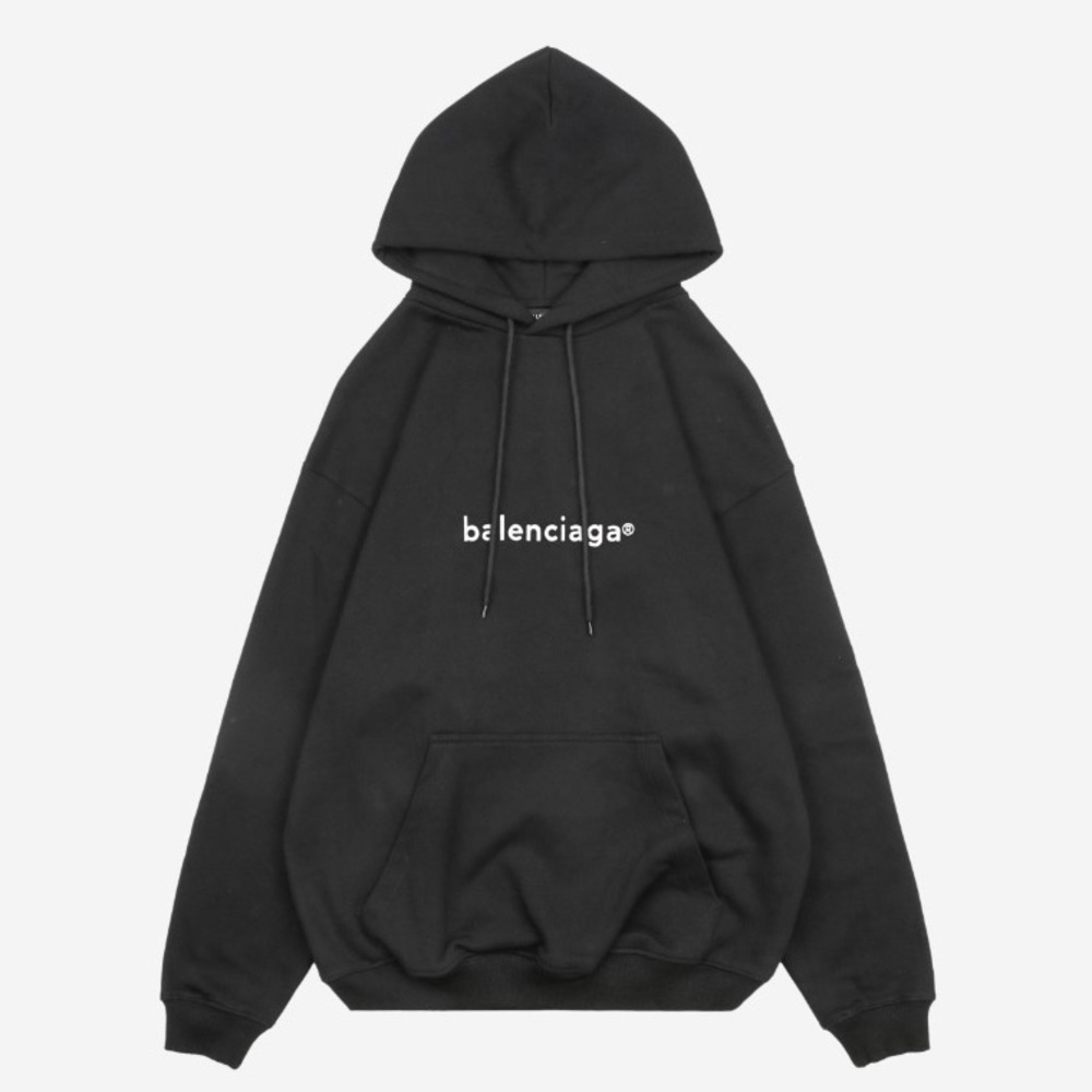 LARGE BALENCIAGA MEN'S NEW COPYRIGHT MEDIUM FIT HOODIE IN BLACK
